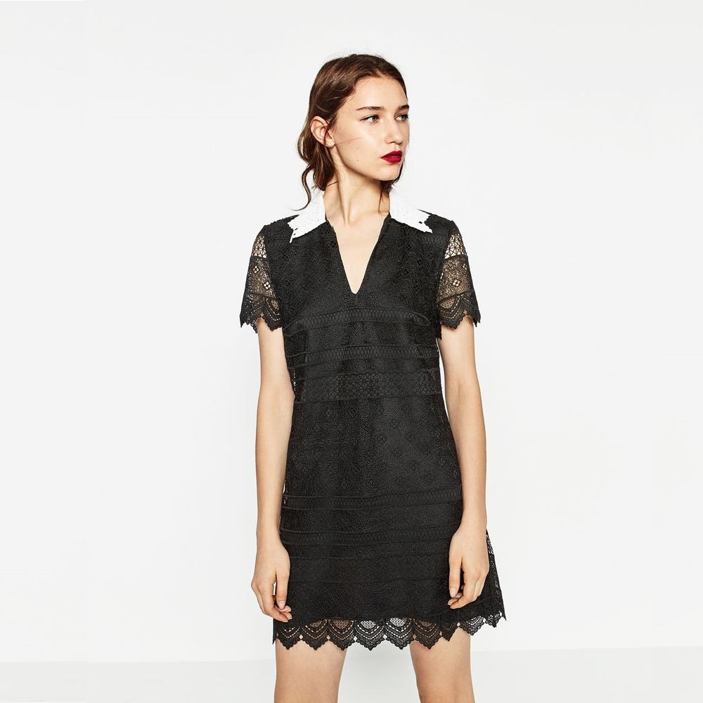 Zara Black and White Lace Mini Dress